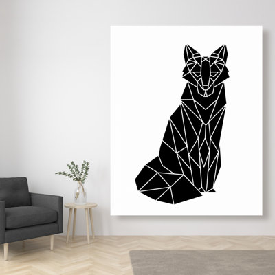 Geometric Fox - Black Office Canvas for Home Decor | Stylish Art