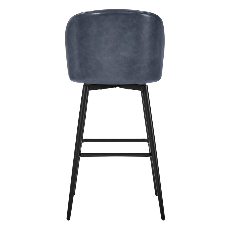 Tabouret de bar et de bar Benedit, Similicuir galet bleu marine, Tabouret de bar (siège d'une hauteur de 30 po)