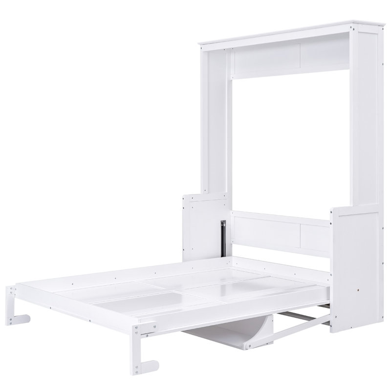 Grand lit escamotable avec tablette, Blanc