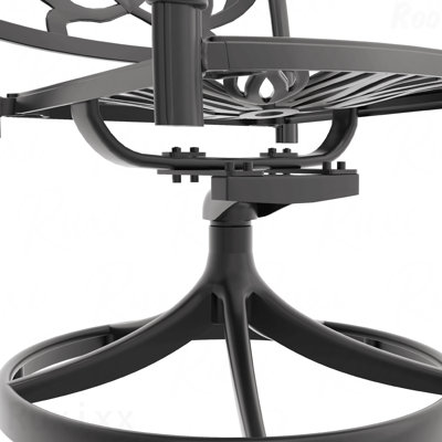 Ensemble de salle à manger 5 pièces en fonte d'aluminium toutes saisons comprenant 4 chaises pivotantes et une table rectangulaire avec cadre noir