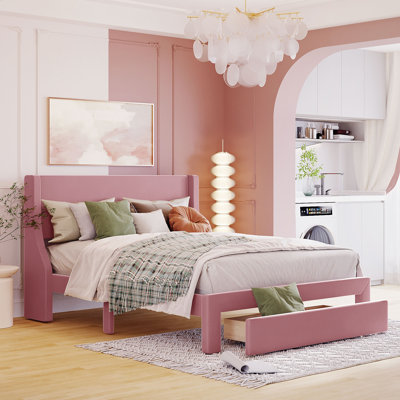 Lit plateforme avec rangement et velours