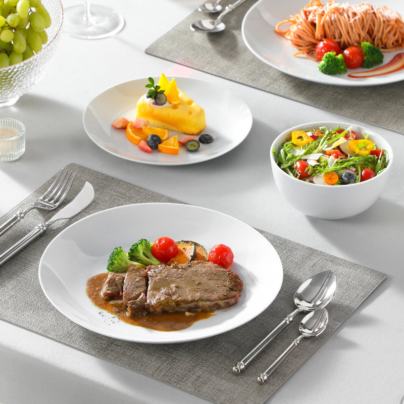 12-Piece Porcelain China Dinnerware Set, Service For 4 