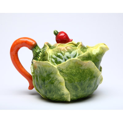 Ceramic Cabbage Teapot- 4 1/8"H