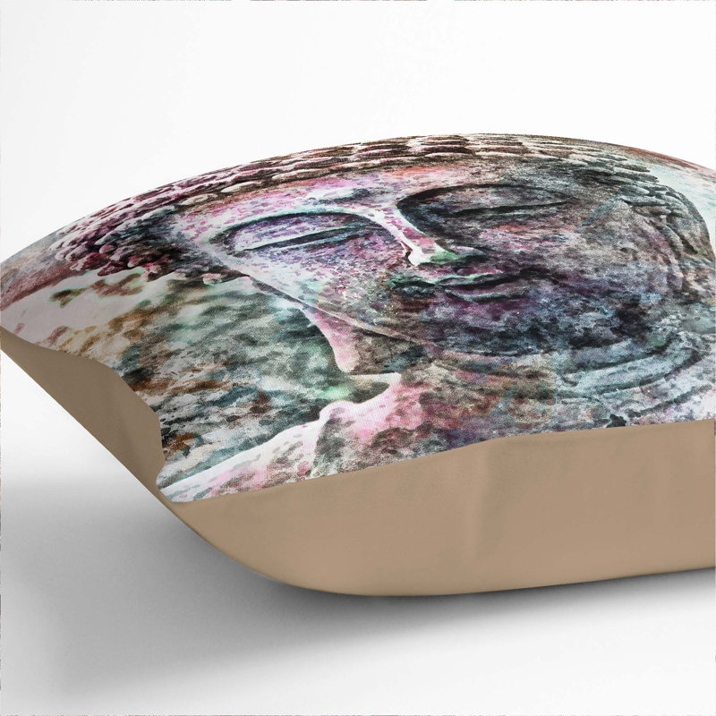 Peaceful Buddha Cushion with Filling, Stone, 55cm H x 55cm W x 20cm D