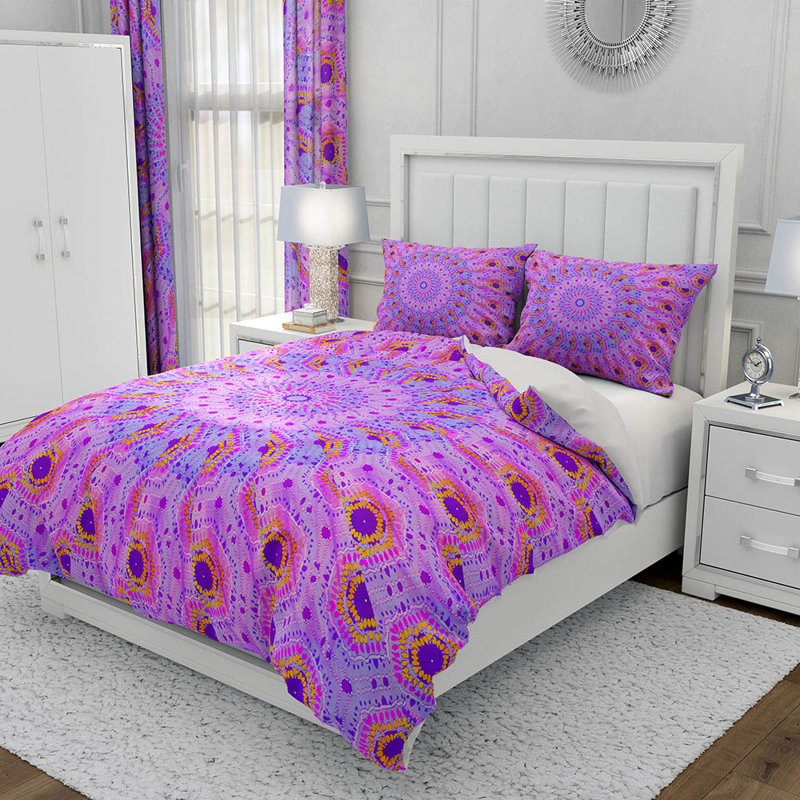 Ensemble de housse de couette et insert 3 pièces en microfibre mauve clair, Housse de couette très grand + 2 taies d'oreiller