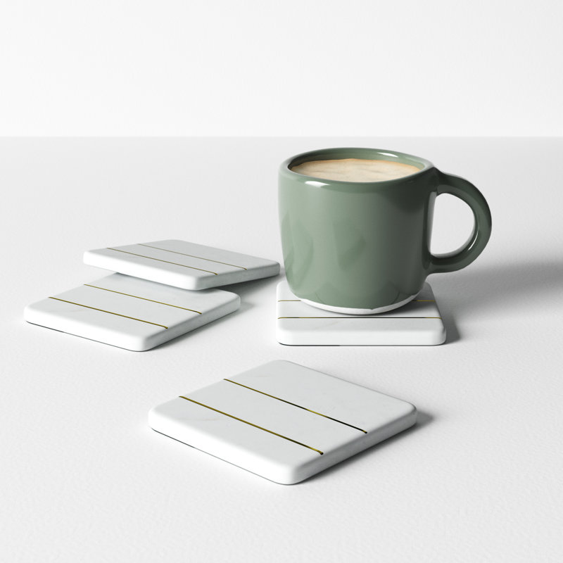 Marble Square 4 Piece Coaster Set