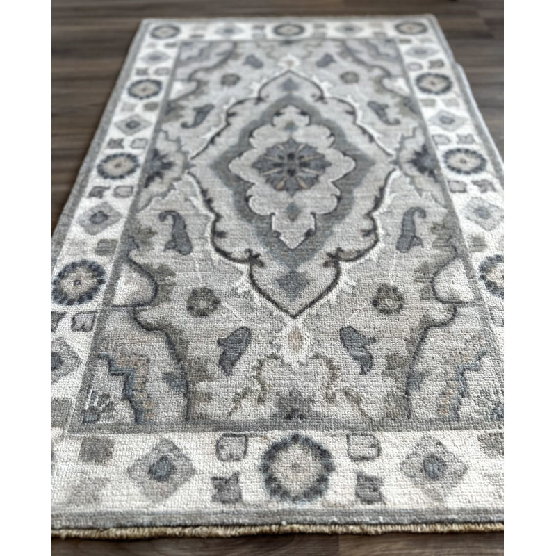 Tiny Knots Wool Oriental Area Rug in Sumner Ash