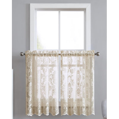 Tario Pair of 2 Floral Scalloped 30" Kitchen Curtain Tiers