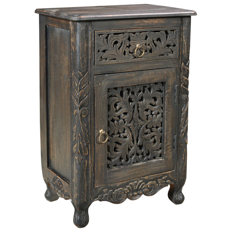 Harleen 22'' W Solid Wood Nightstand, Left, Limestone Beige