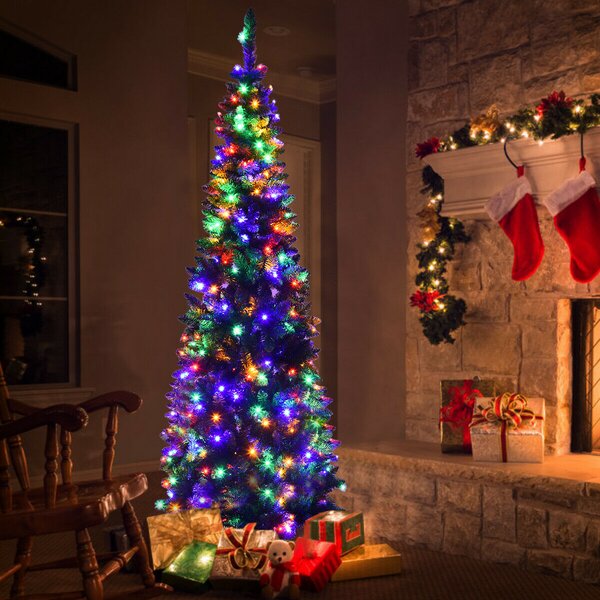 multi color pencil christmas tree with lights