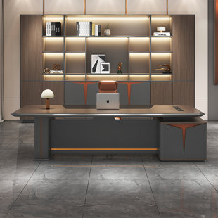 62.99"Luxury-modern brown and gray executive office desk