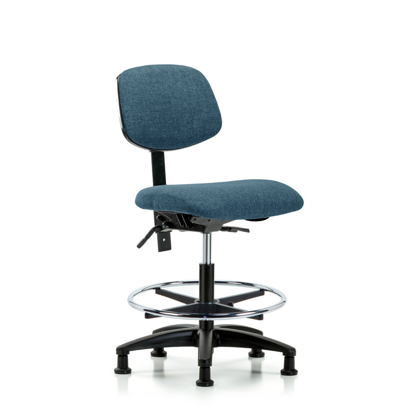 Belen Drafting Chair, Blue, Glides, Not Included