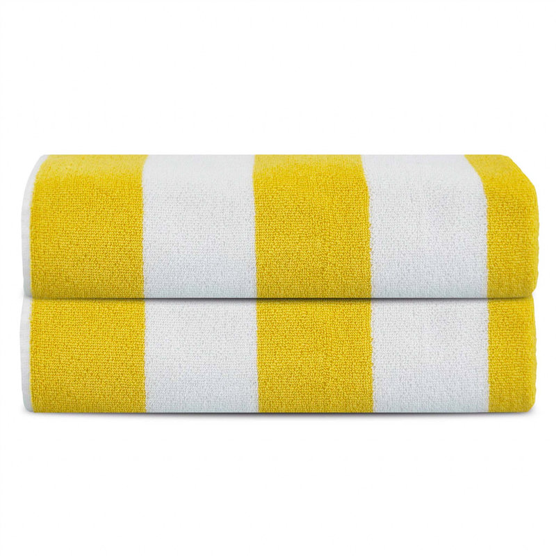 100% Cotton Beach Towel, White/Yellow