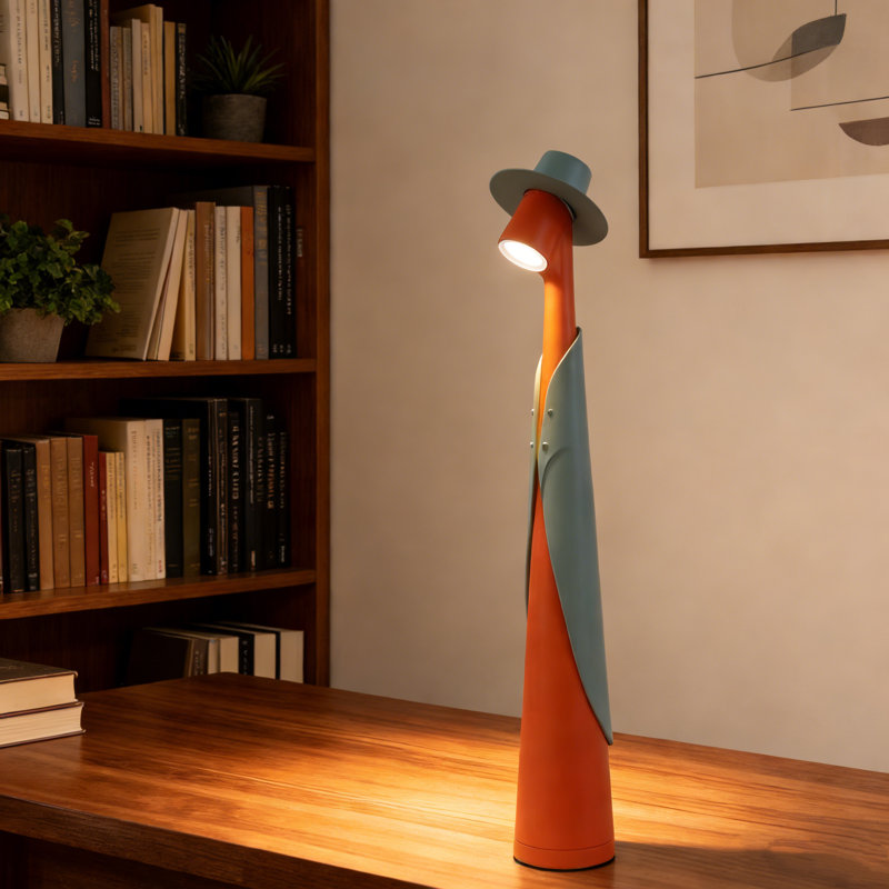 Whimsical Gentleman LED Table Lamp with Hat & Coat Design, Modern Rechargeable Desk Lamp with Touch Control, Dimmable Bedside Lamp for Bedroom, Office, Living Room