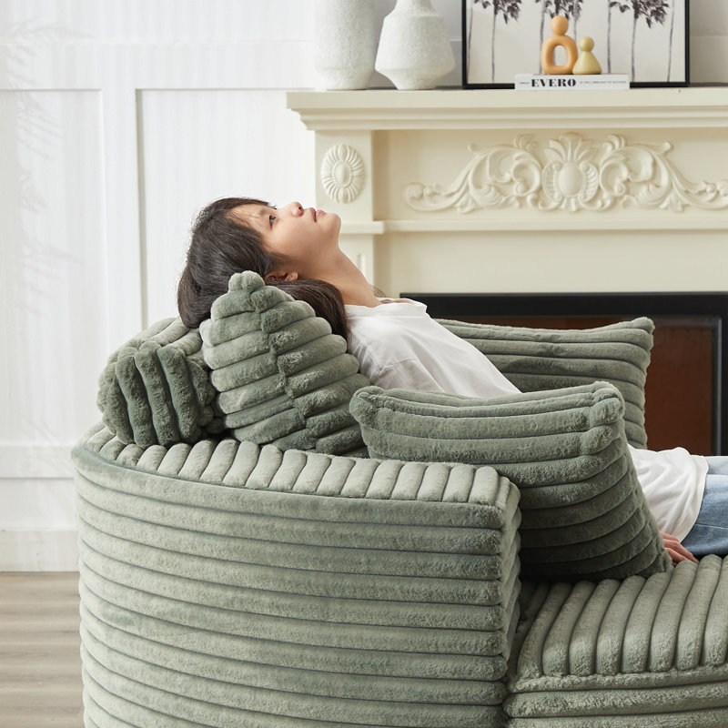 Canapé-lit simple en éponge de 55 pi en velours côtelé, fauteuil moderne moelleux pour le salon, la chambre à coucher, le salon et la salle de projection