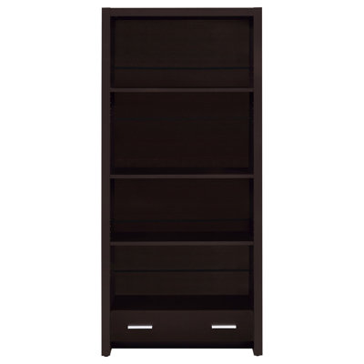 Maureen Cappuccino 5-Shelf Bookcase With Drawer