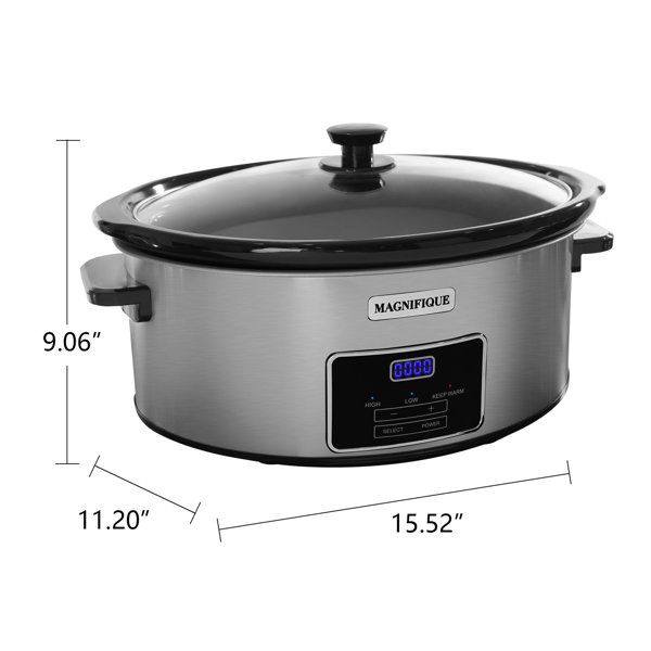 Magnifique 6-Quart Digital Programmable Slow Cooker with Timer, Stainless Silver, Size: 6qt