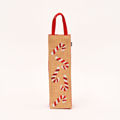 Sac-cadeau de Noël | Sac en jute laminé orné de paillettes