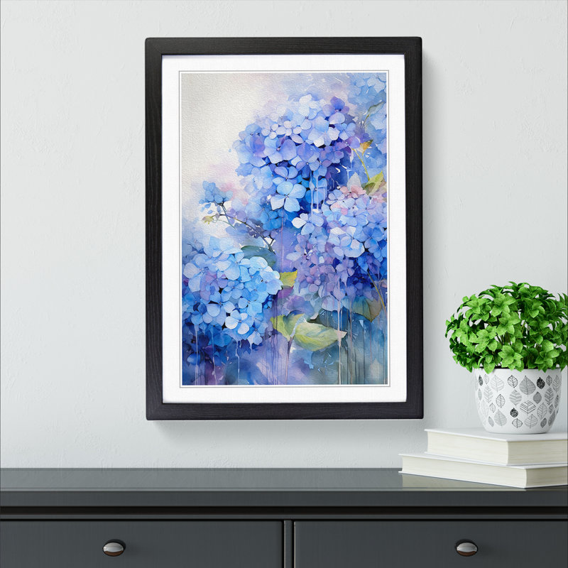 Hydrangea Action Painting Art - Framed Print, Black Framed, 34cm H x 25cm W x 2cm D