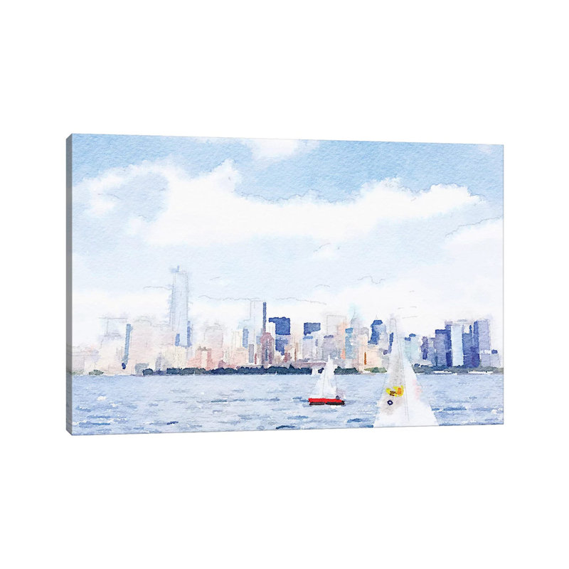 Watercolor NYC Skyline II by Nola James - Wrapped Canvas Gallery-Wrapped Canvas Giclée, 66.04 cm H x 45.72 cm W x 1.91 cm D