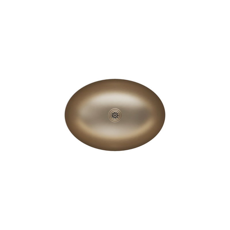 Rhythm Metal Oval Undermount Bathroom Sink, Satin Bronze