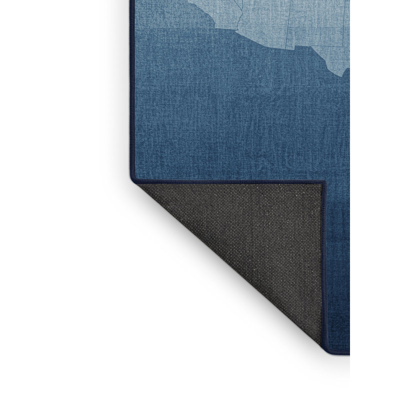 Soft Plush Fessler July 4Th Modern & Contemporary Abstract Area Rug in Gray – Navy Binding, 8x10