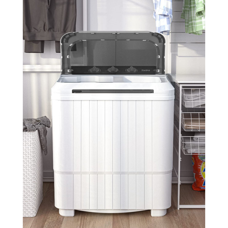 Portable Compact 2-in-1 Washer & Spin Dryer for Apartments/Small Spaces - Easy Knob Control, Space-Saving Design, Lightweight & Sleek Grey