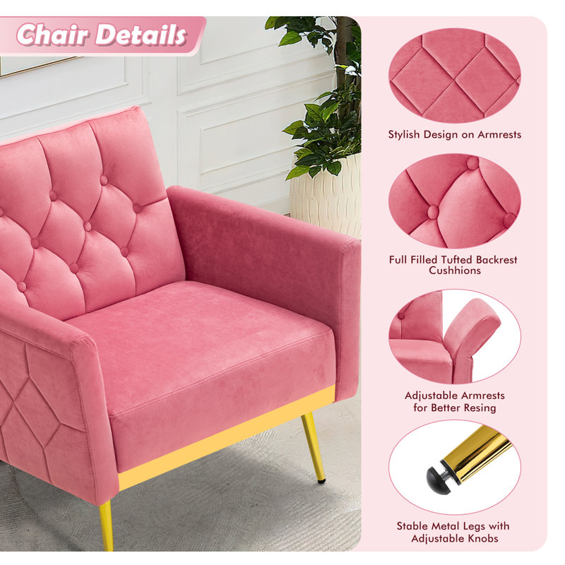 2 - Piece Velvet Living Room Set, Pink