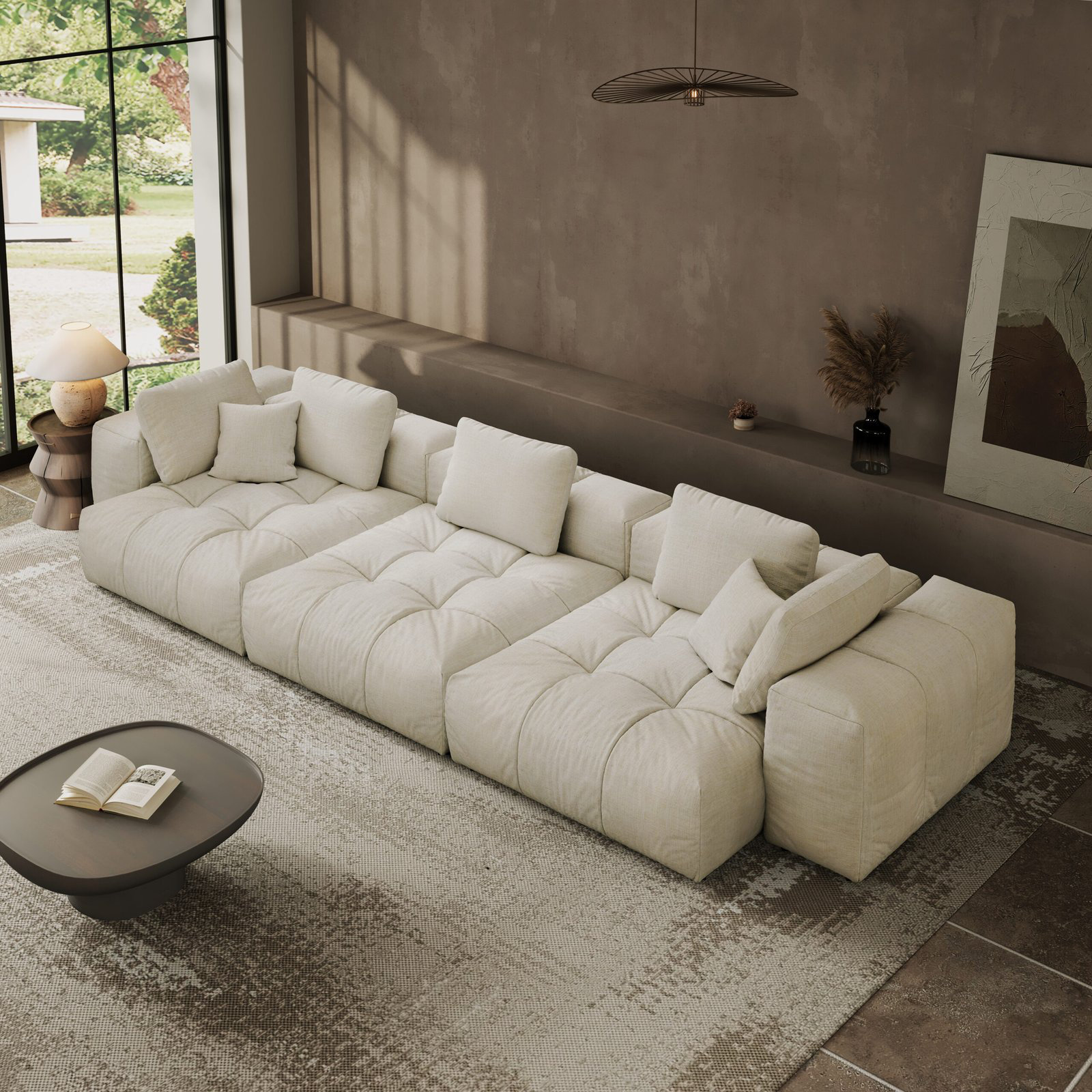 Modular Sectional Sofa Couch, Oversized Free Combination Deep Seat Sofa, Cushion Covers Removable & Washable, Fabric, Down Filled