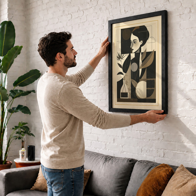 Woman In Profile Art Deco - Print, A2 - 59.4 x 42.0 cm, Oak