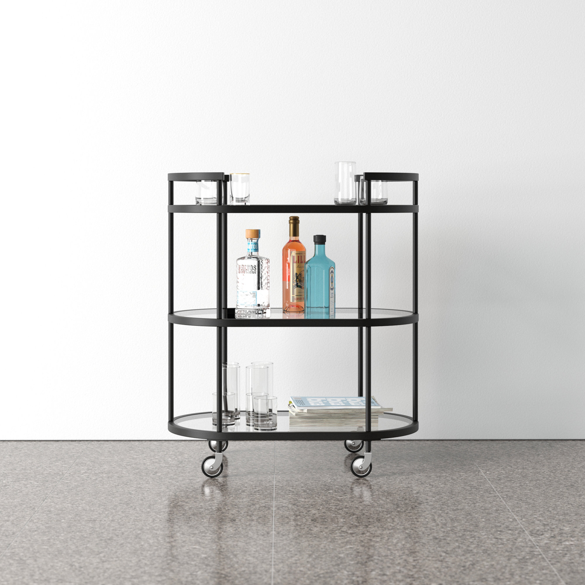 Rosario Metal Bar Cart, Blackened Bronze