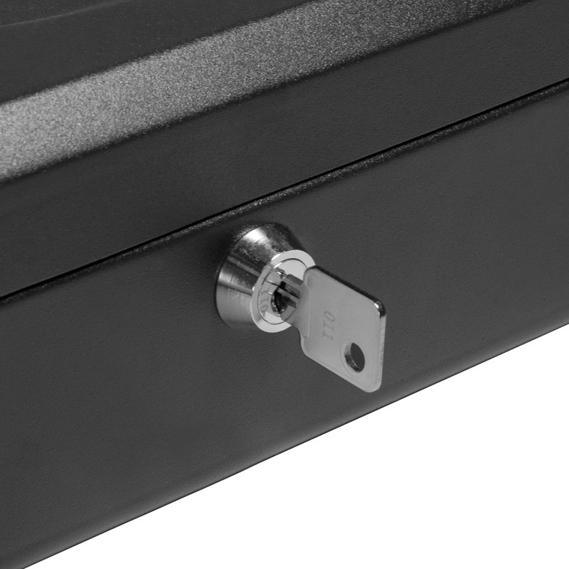8" CASH BOX W KEY LOCK BLK