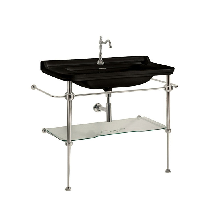 WS Bath Collections Waldorf 21.7'' Ceramic;Metal Rectangular Bathroom Sink with Overflow