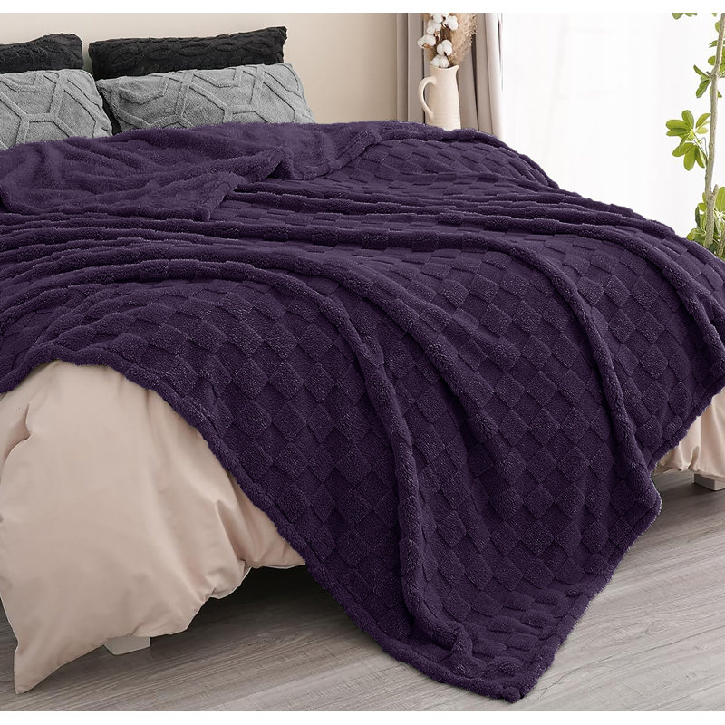 Couverture molletonnée douillette texturée, Mauve