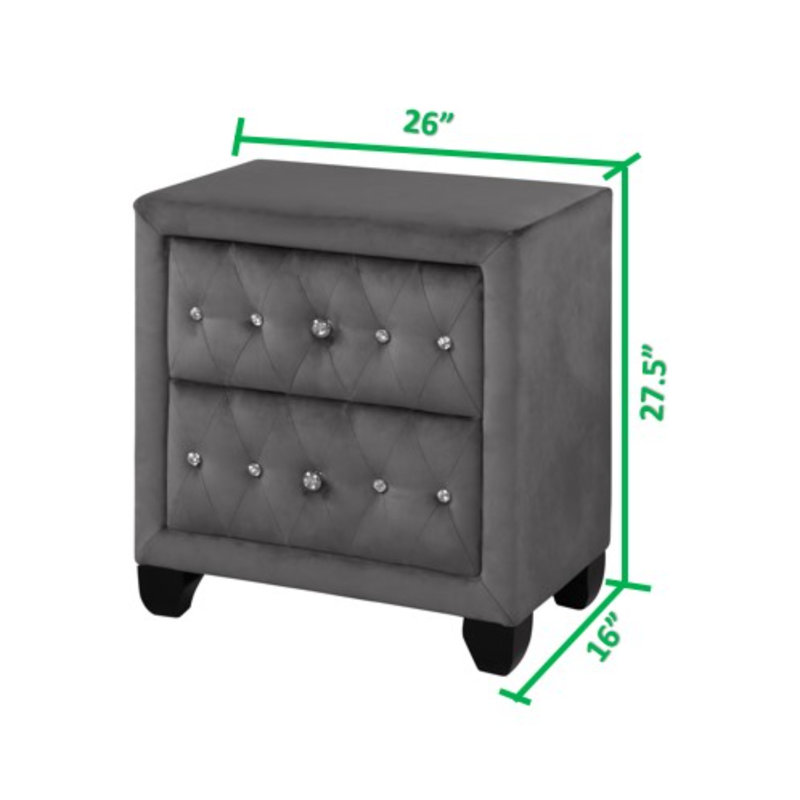 Rausch 4 Piece Bedroom Set, Queen, Gray, 4 Pcs: Bed, Nightstand, Mirror, Dresser