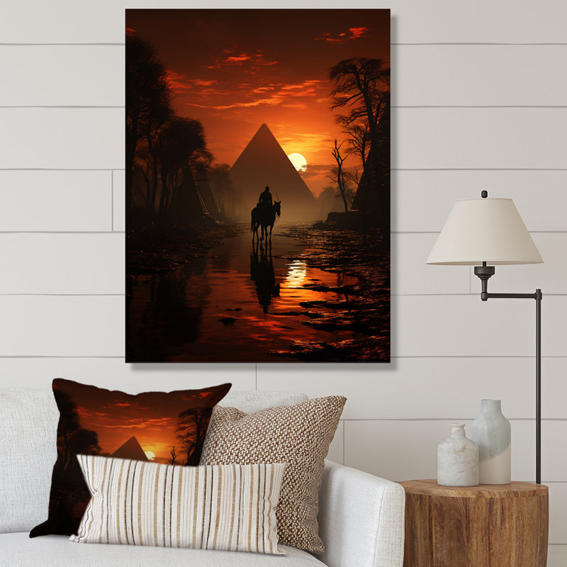Silhouette de pyramide égyptienne encadrée sur toile, H 40 po x l 30 po x P 1,5 po, Toile tendue