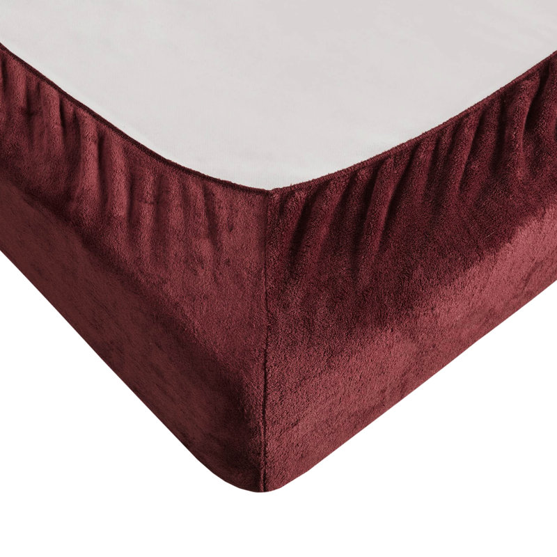 4 pièces en bourgogne 100% - Doux et confortable avec des draps-housses plats et 2 taies d'oreiller brossées des deux côtés Lavable à la machine