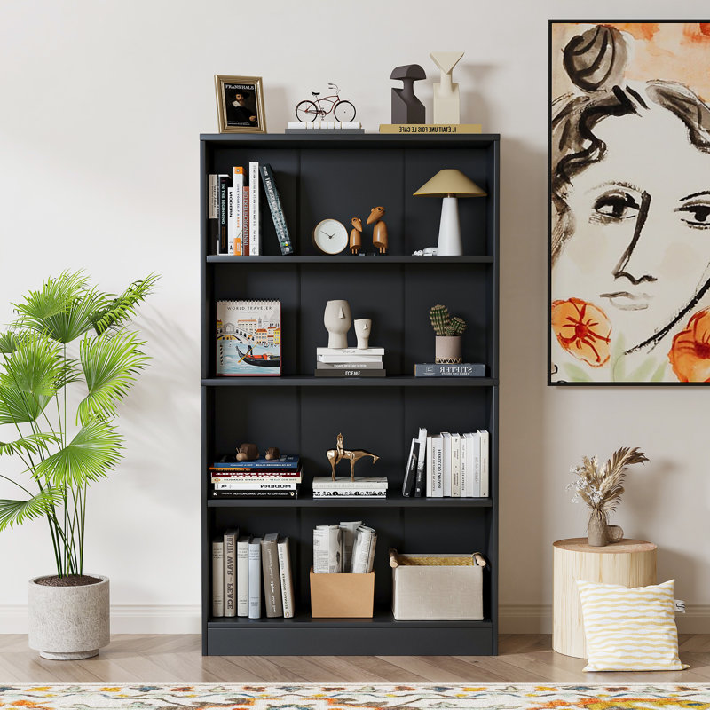 Jalacia Bookcase, Black, (4 Shelves) 55" H x 31" W x 11" D