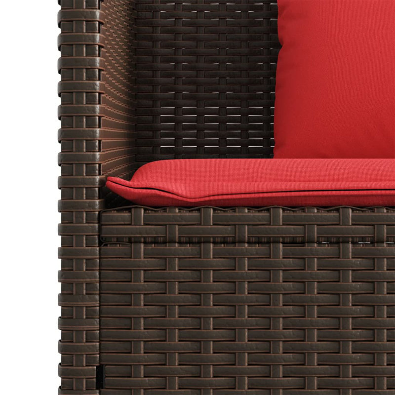 Banc de patio avec coussins Vidaxl, Rouge / brun