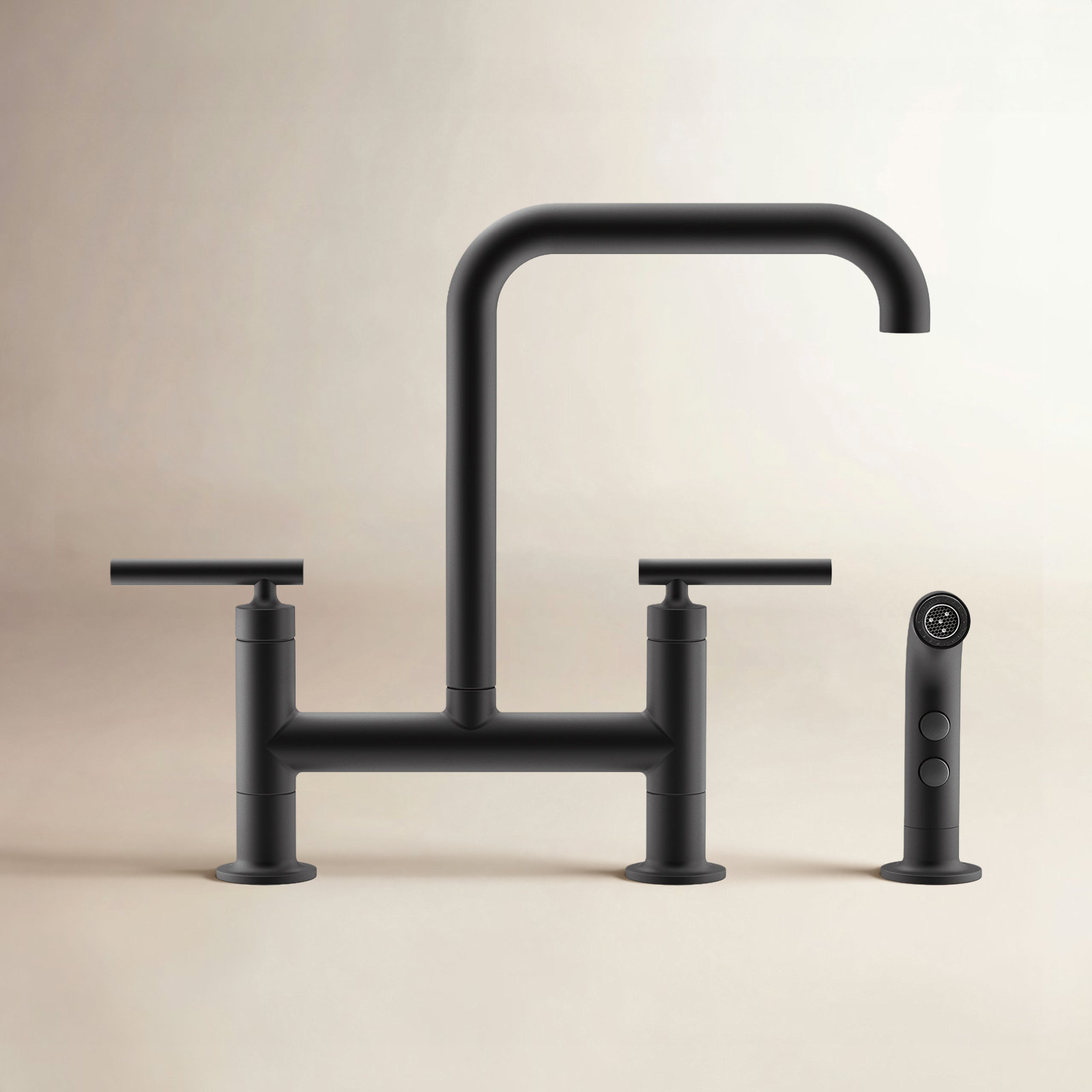 Kohler Purist Bridge Faucet with Sidespray, Matte Black