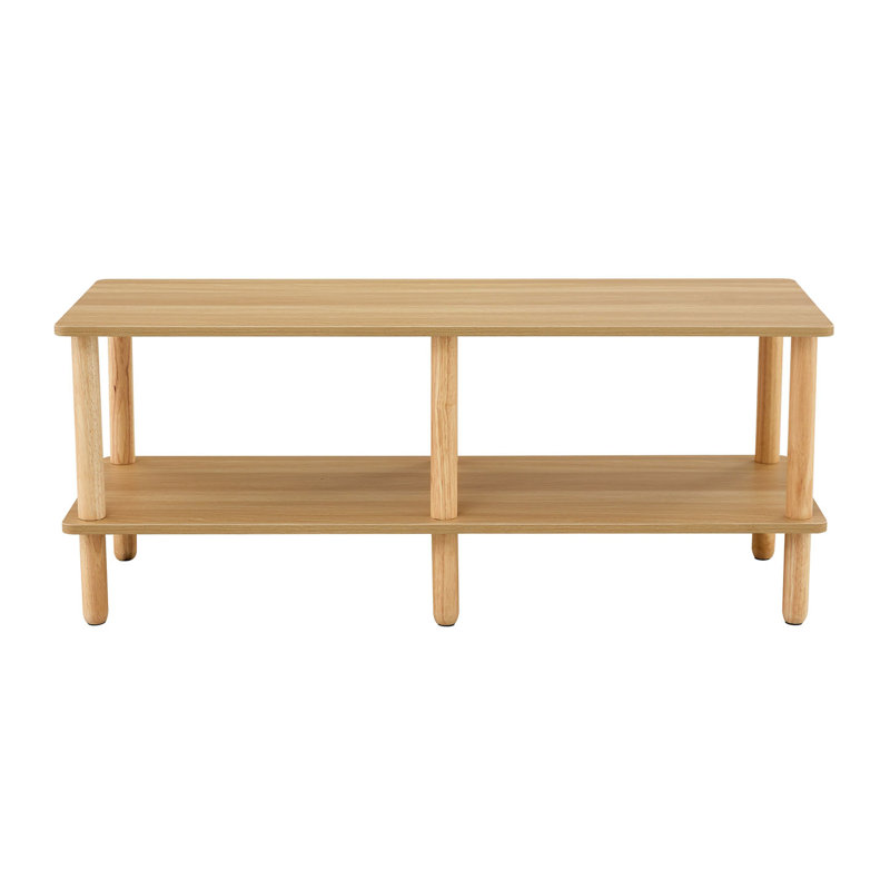 Modern 2-Tier Tv Stand, Rectangular Centre Table With Open Storage Shelf, Burly Wood