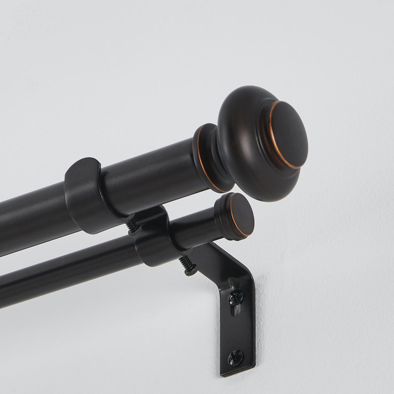 125.5" Adjustable Metal Double Curtain Rods Oil Rubbed Bronze, 72" – 125.5"