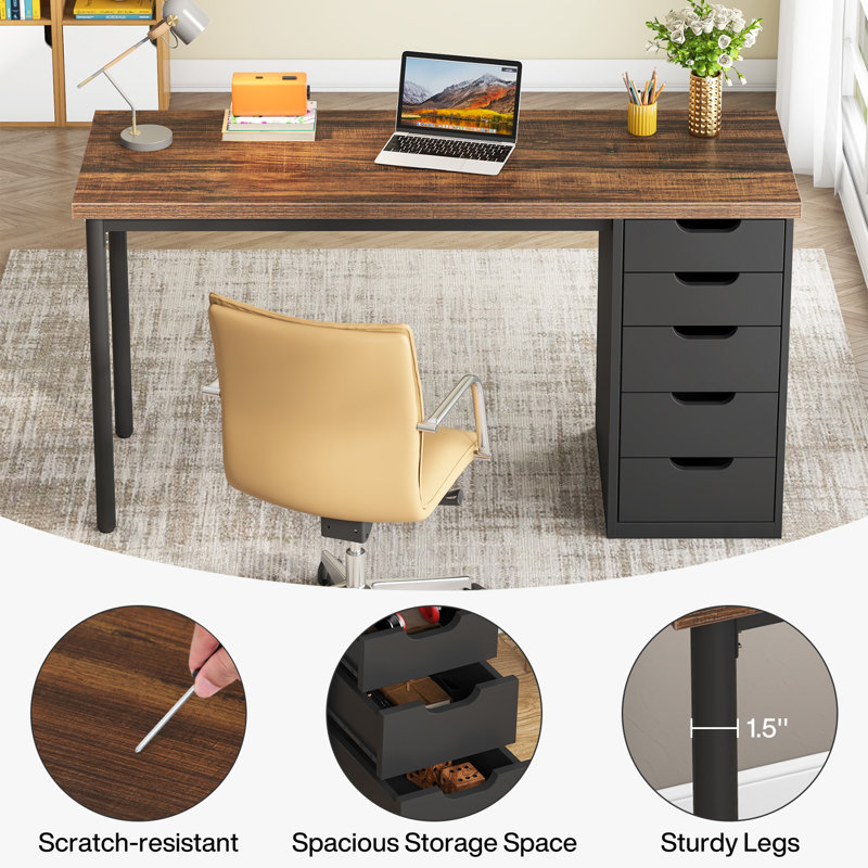 Briget Modular Computer Desk, Brown/Black