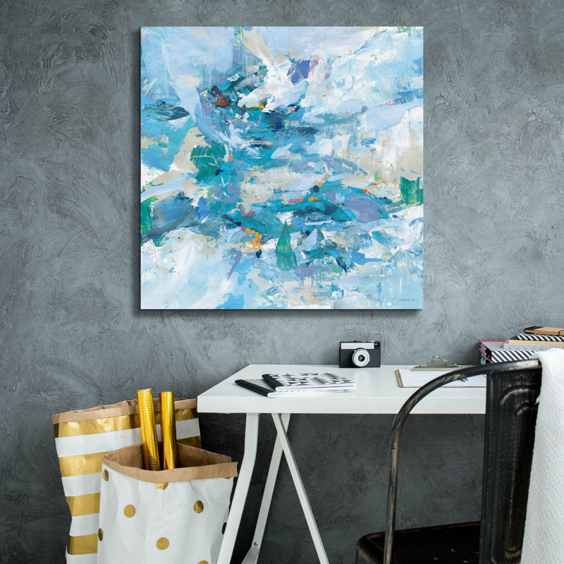 Art mural sur toile, "Exuant été bleu" par Danhui Nai, H 26 po x l 26 po
