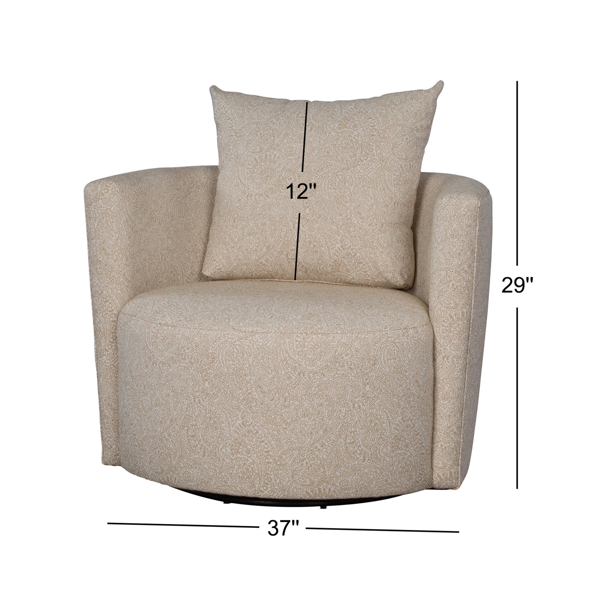 Noblestown Upholstered Swivel Barrel Chair, Gypsy Cream Performance Microfiber