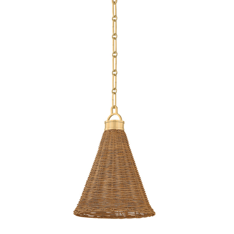 Kensington Pendant in Aged Brass by Mark D. Sikes, 15 W, 13" H x 10" W x 10" D