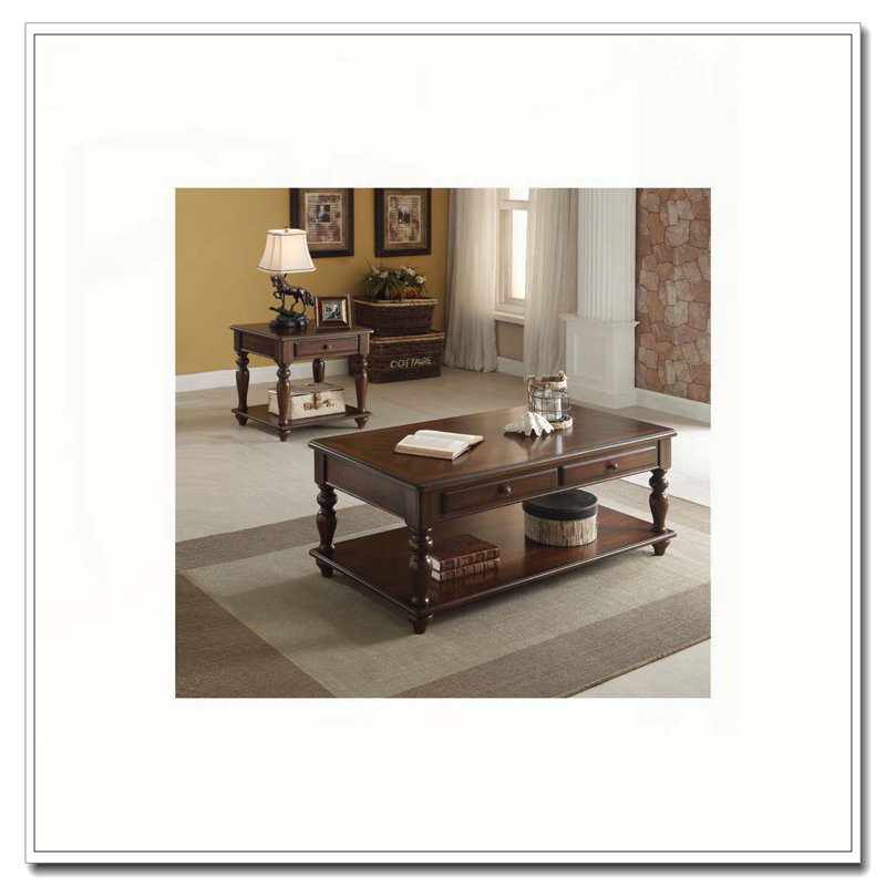 Walnut 1-Drawer End Table with Shelf