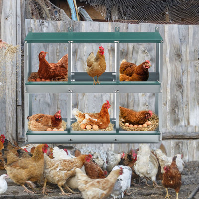 Boîte de nidification de poulet, 6 boîtes de nidification en métal pour poules, boîtes de nidification en acier galvanisé pour poules, facile à assembler