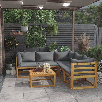 6 Piece Patio Lounge Set with Cushions