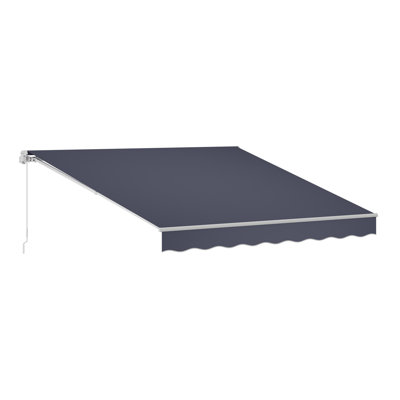 Manual Retractable Awning, 11.5' x 9.8' Outdoor Patio Awning Retractable Sun Shade, Patio Door Window Water-Resistant Polyester Sunshade Shelter with Crank Handle for Deck, Balcony, Yard, Gray